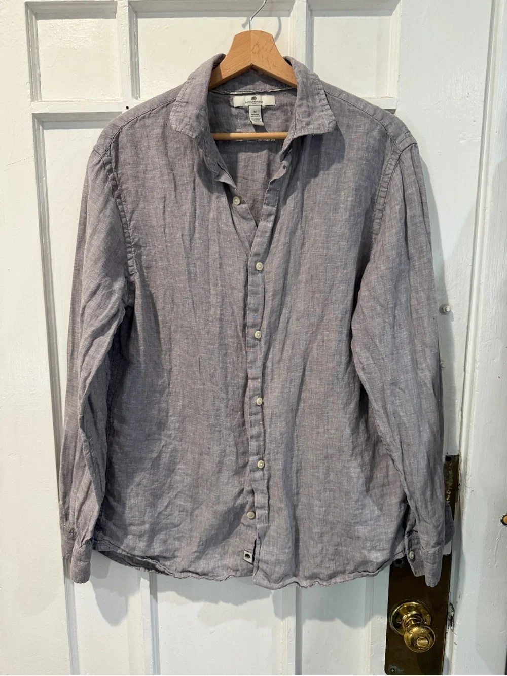 Banana Republic Lavender-Gray Linen Button-Down Shirt